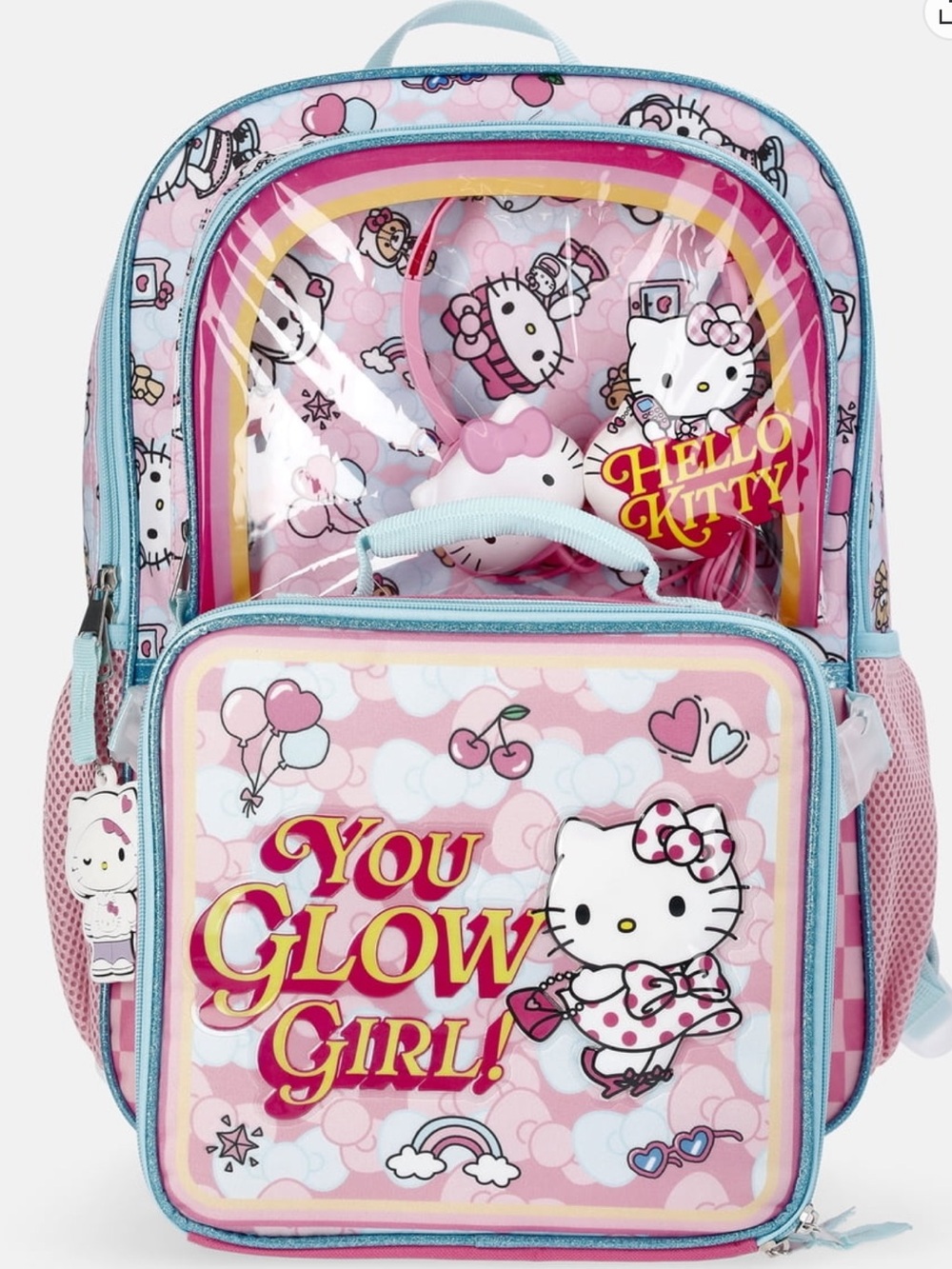 NWT Hello Kitty Backpack - Hello Kitty Bookbag 3-Piece Set with Lunchbox & More